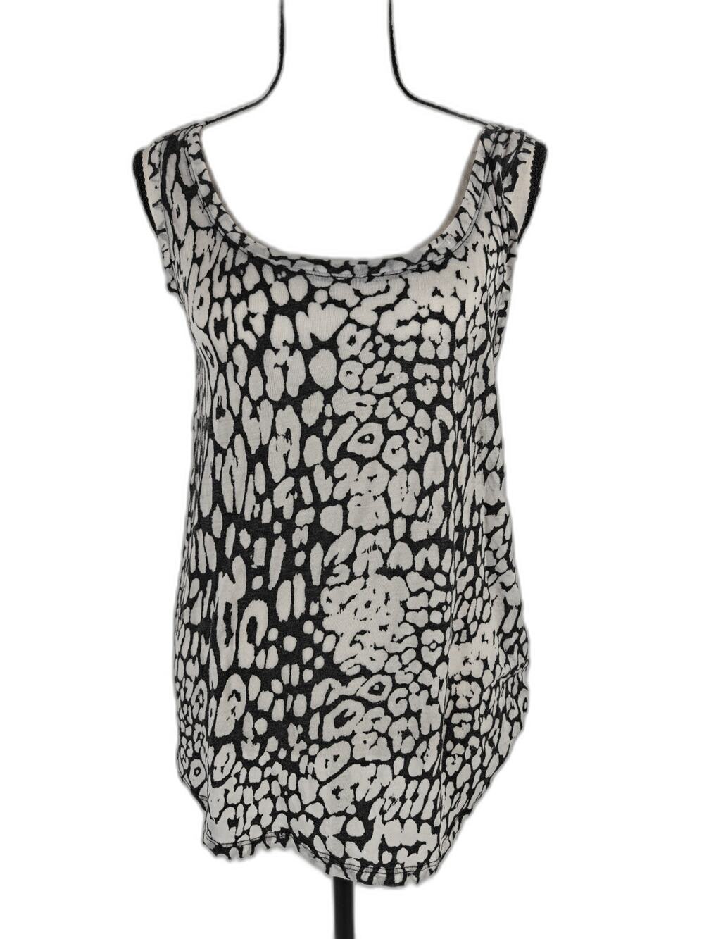 Women's Kenar Sleeveless Knit Tank Top Black White Abstract Print Medium